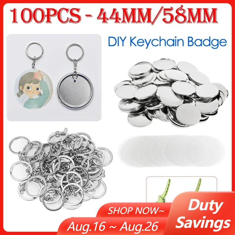 Button Badge Blank - 100 buah 44mm 58mm gantungan kunci