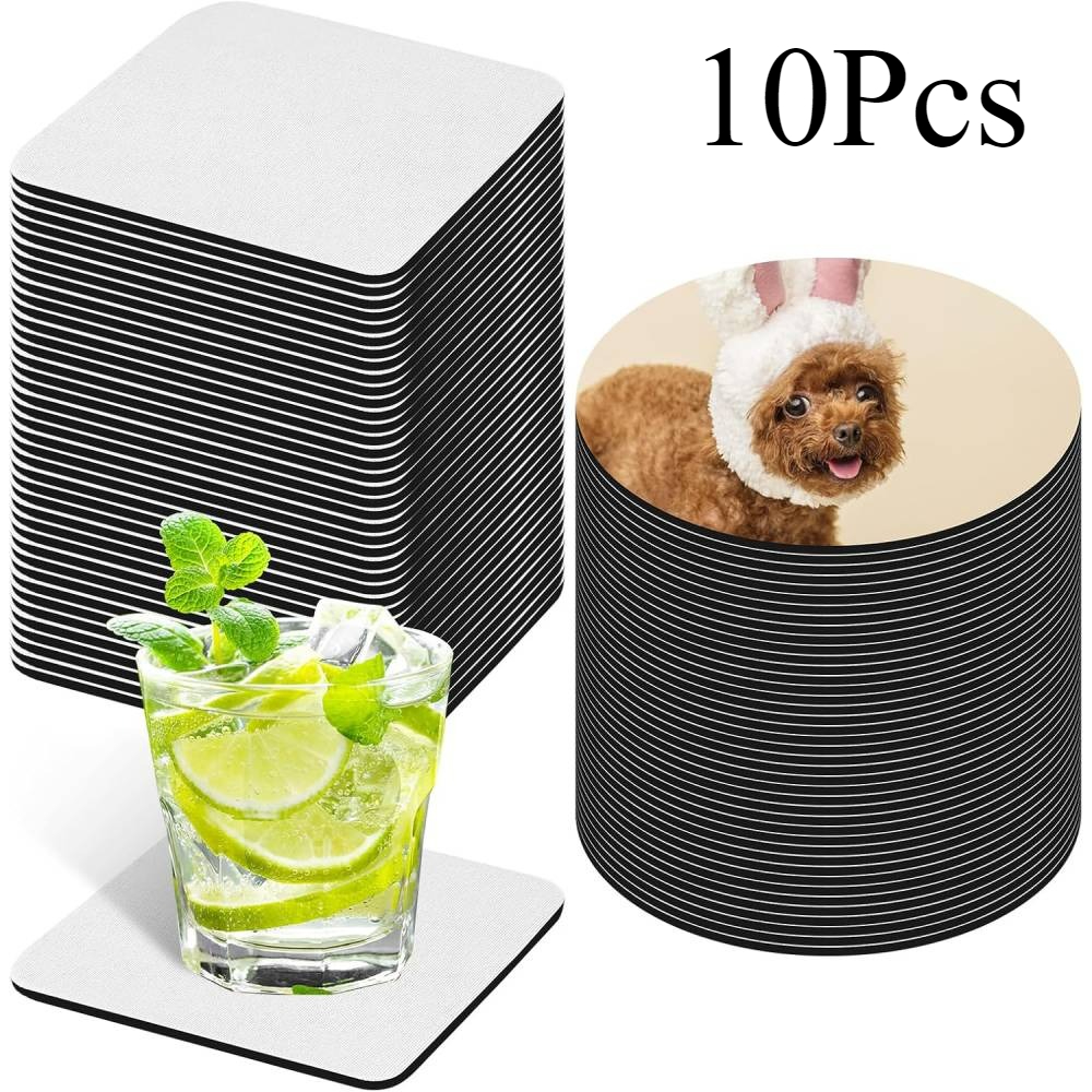Coaster Sublimation Blank - 10 Pcs Set Coasters Sublimasi Kosong