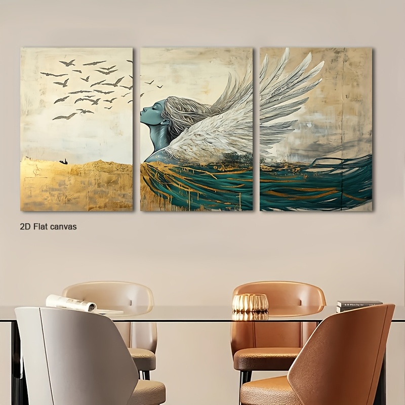Canvas Wrap Ready - Kanvas Tanpa Bingkai 3pcs Gambar Bersayap