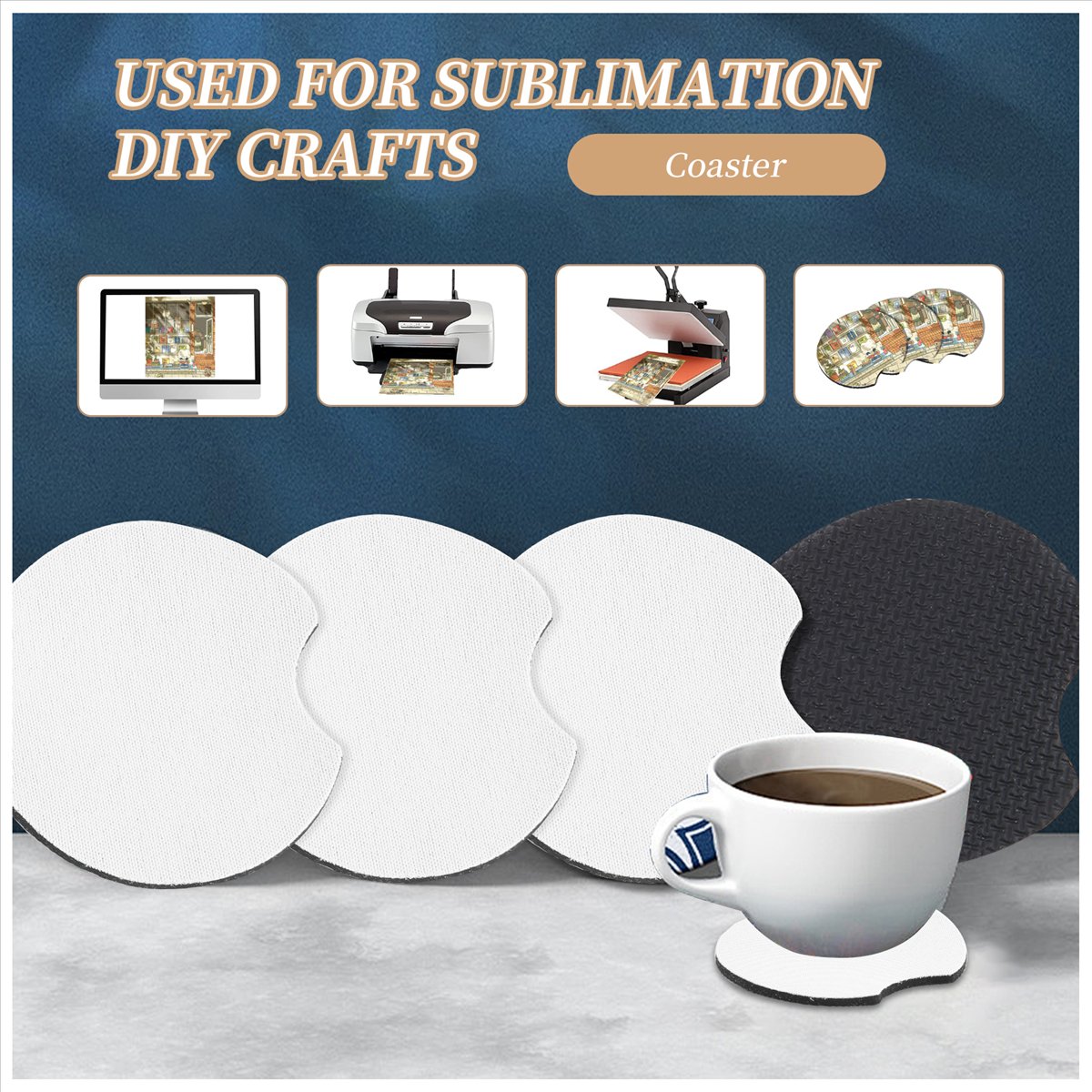 AA83 100 Pcs Coasters Mobil Ko - Coaster Sublimation Blank ulasan dan harga