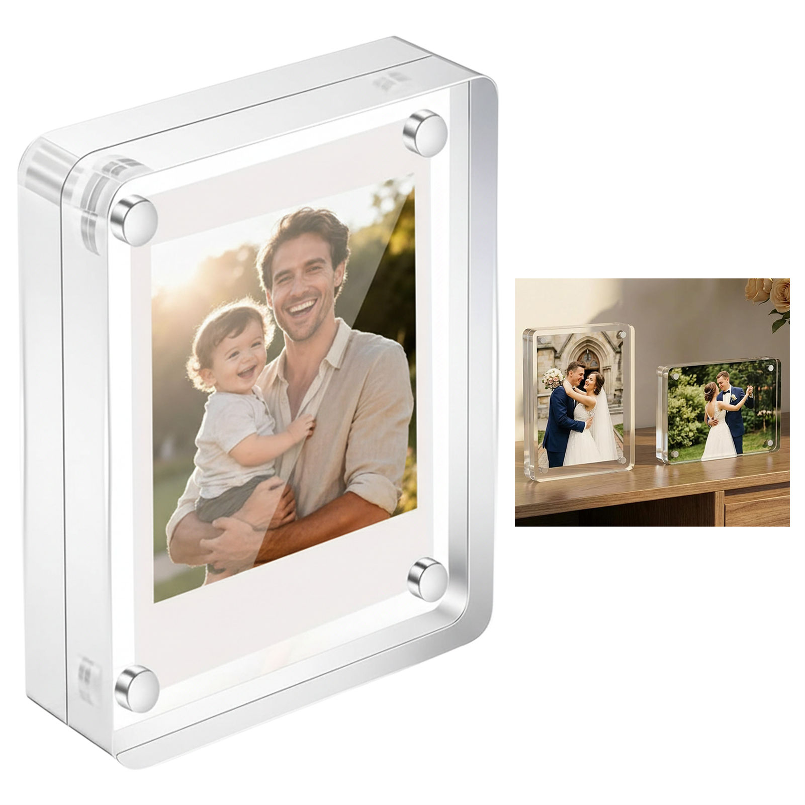 Bingkai Foto Akrilik Magnetik  - Photo Acrylic Block ulasan dan harga